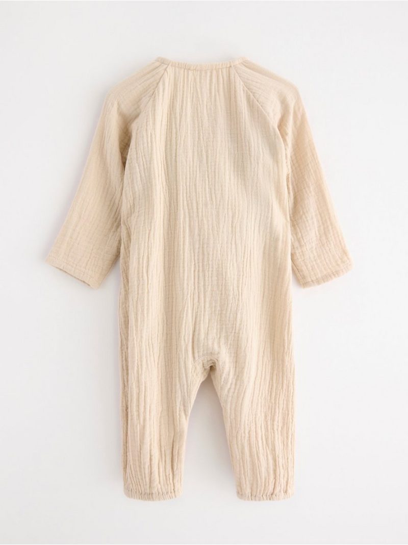 Wrapover jumpsuit with crinkled structure - 3005231-7458
