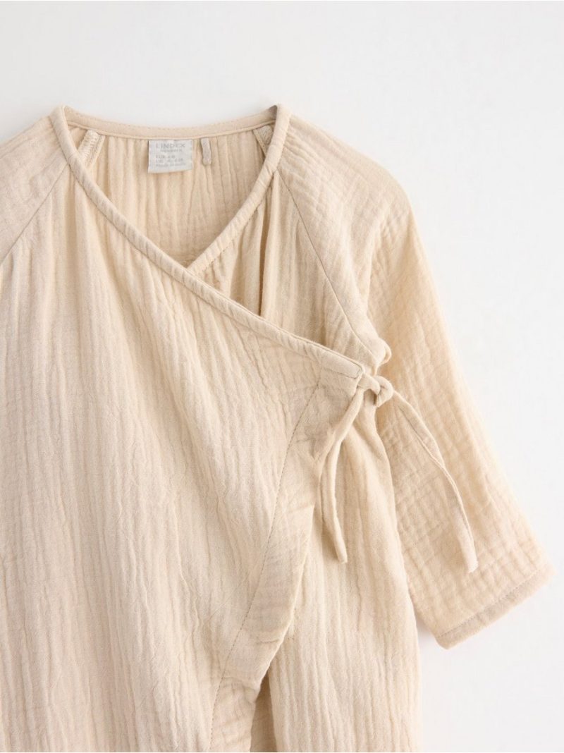 Wrapover jumpsuit with crinkled structure - 3005231-7458