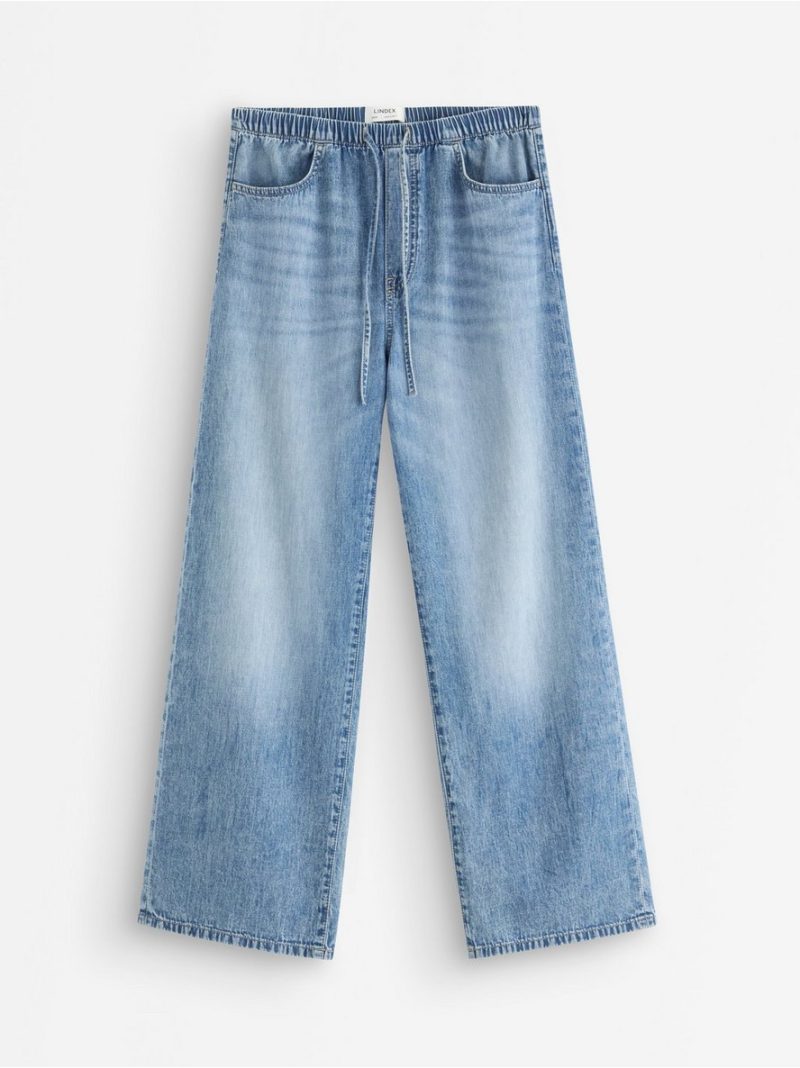 WIDE  denim trousers with elastic waist - 3006224-790