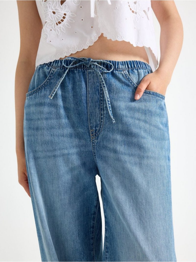 WIDE  denim trousers with elastic waist - 3006224-790