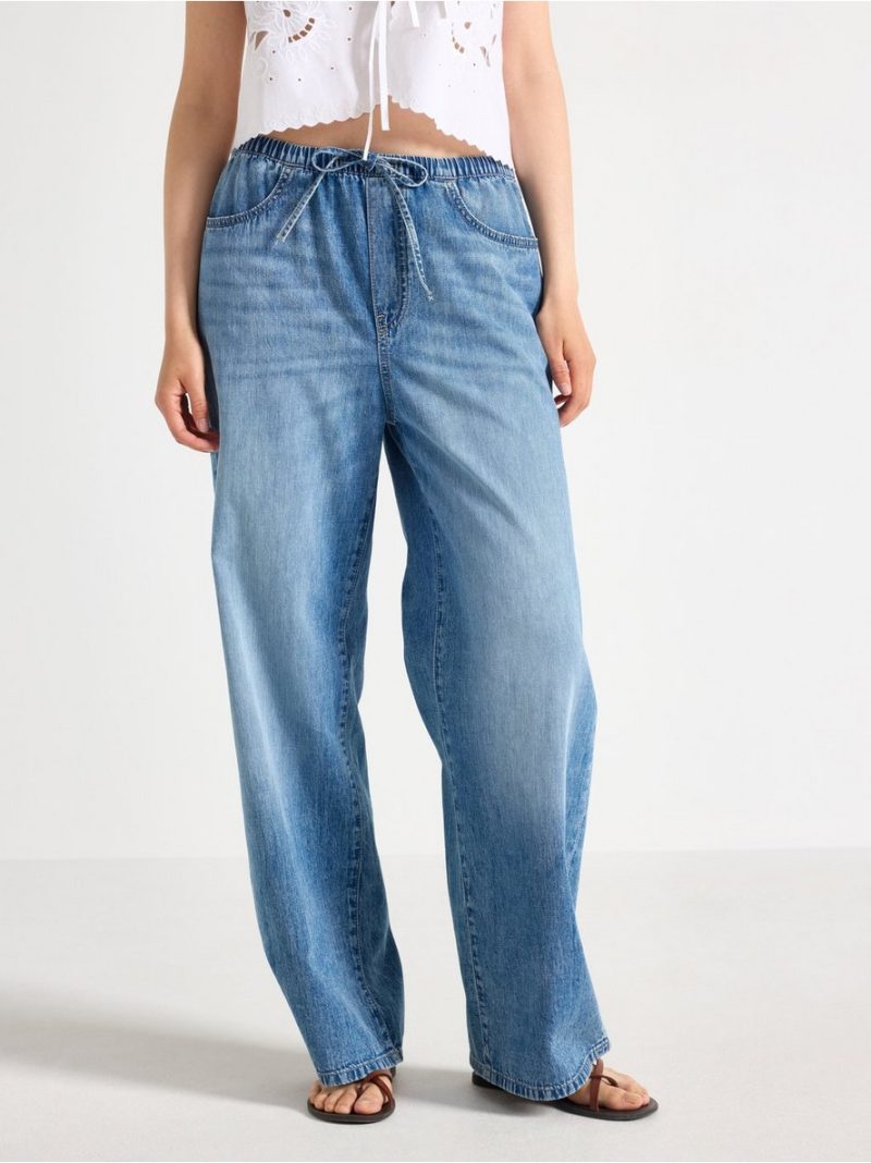 WIDE  denim trousers with elastic waist - 3006224-790