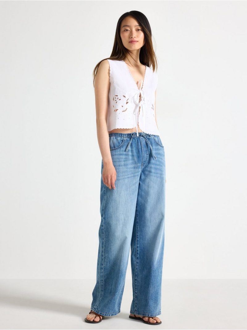- WIDE  denim trousers with elastic waist WIDE  denim trousers with elastic waist - 3006224-790