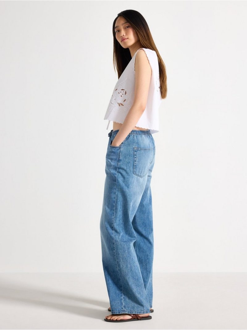 WIDE  denim trousers with elastic waist - 3006224-790