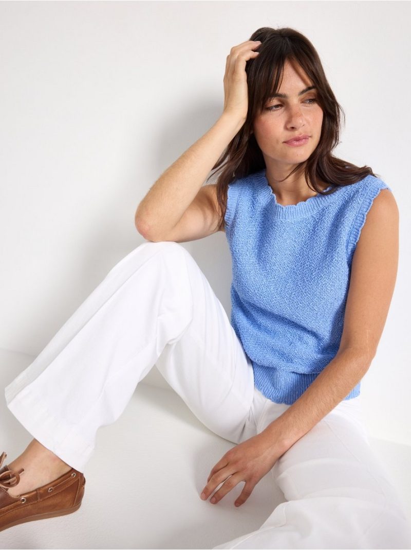 Knitted top with boat neck - 3006734-4114