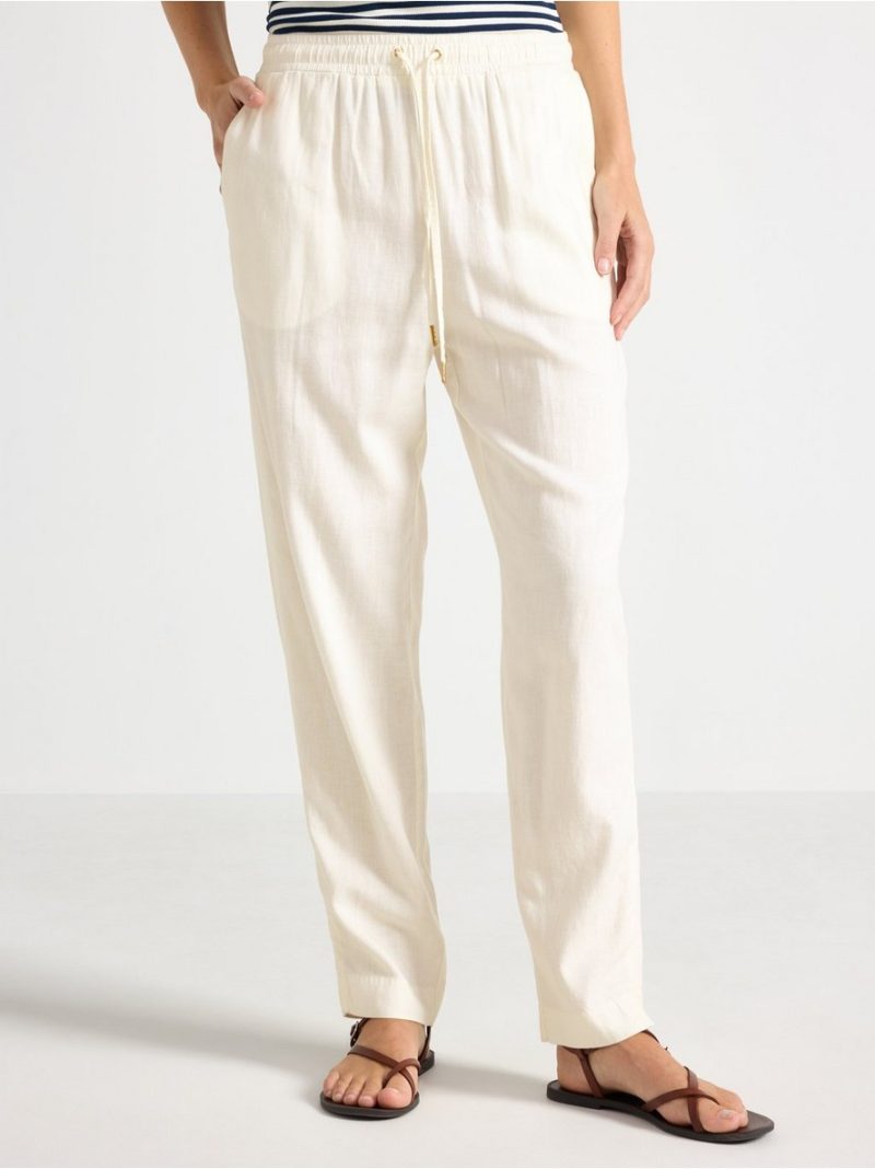 AVA cropped tapered trousers in linen blend - 3006937-300