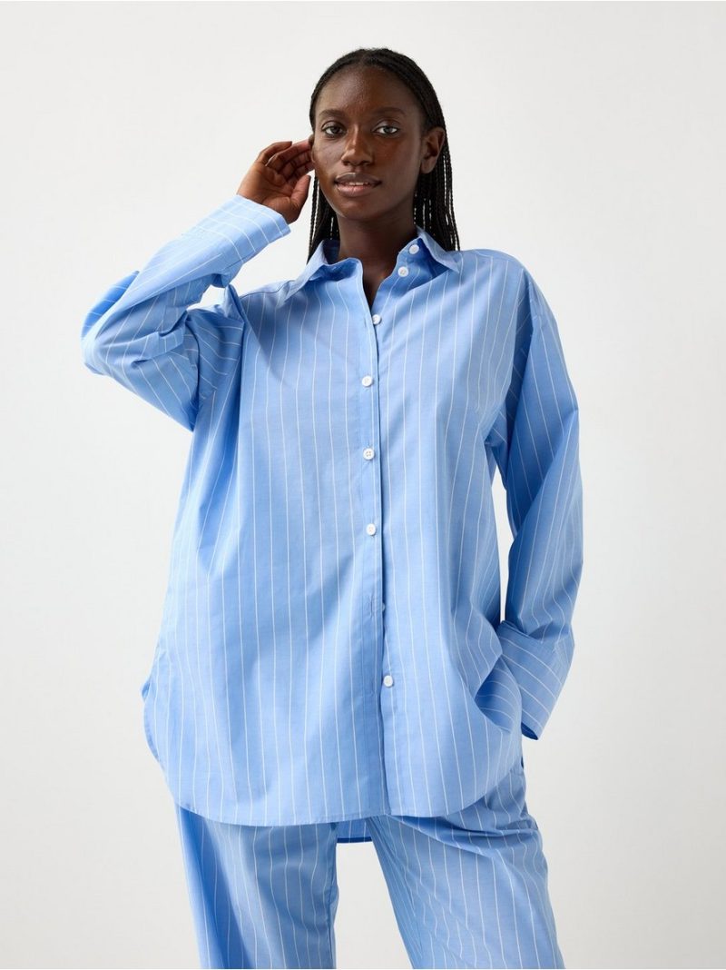 - Oversized pyjama shirt in cotton poplin Oversized pyjama shirt in cotton poplin - 3006956-7483