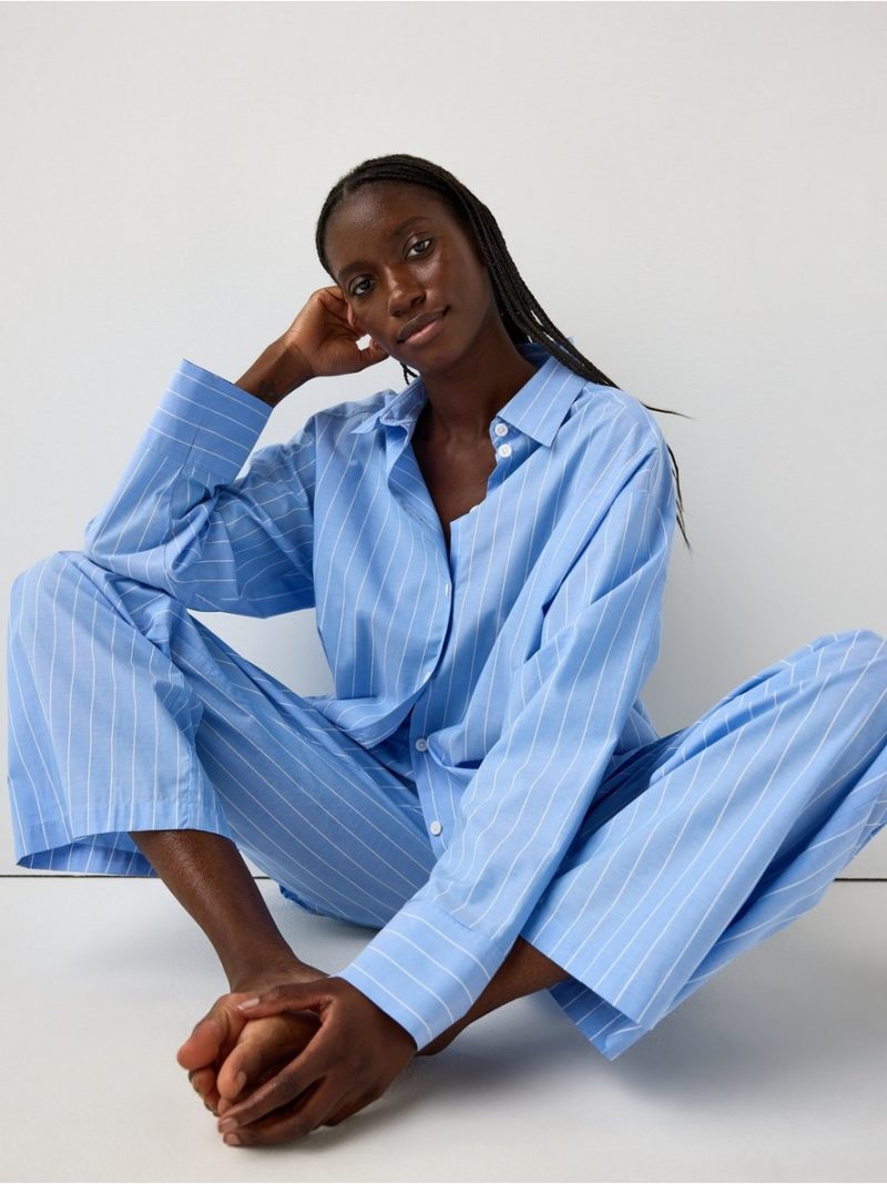 Oversized pyjama shirt in cotton poplin - 3006956-7483