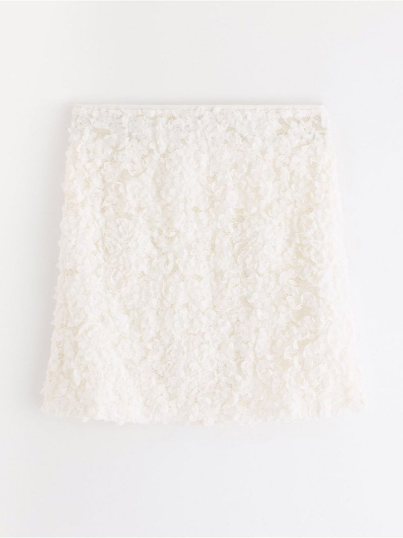 Mini skirt with flower lace - 3006957-300
