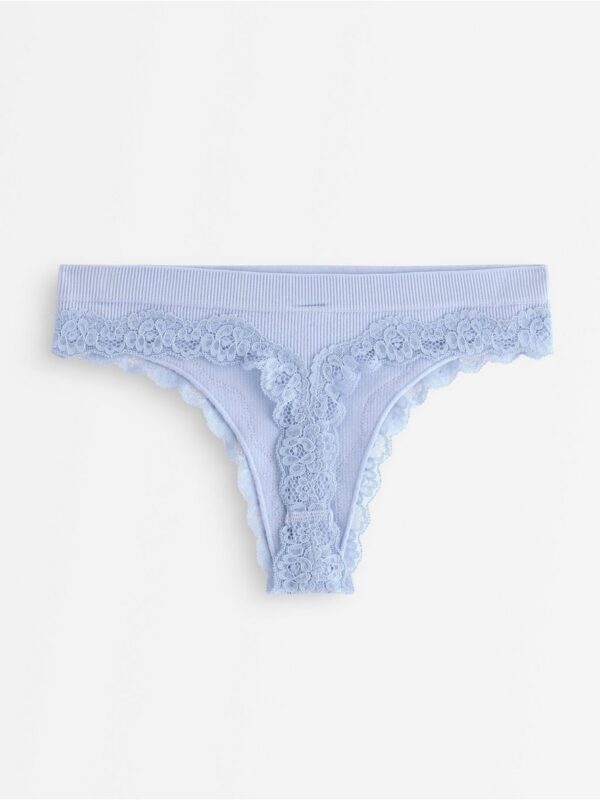 Ribbed seamless briefs with lace details - 3007053-2196