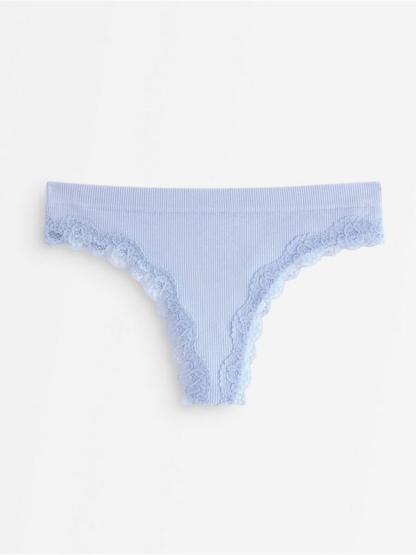 Ribbed seamless briefs with lace details - 3007053-2196