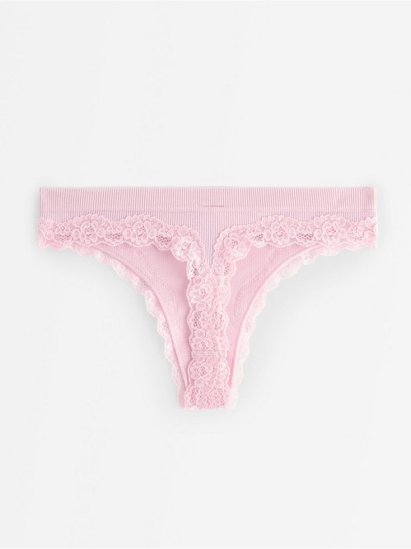 Gacice - Ribbed seamless briefs with lace details - 3007053-6667