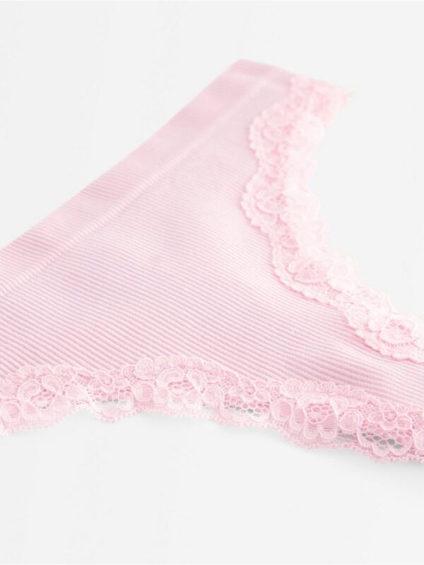 Ribbed seamless briefs with lace details - 3007053-6667