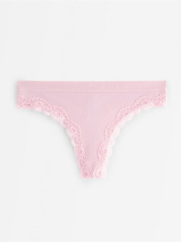 Ribbed seamless briefs with lace details - 3007053-6667
