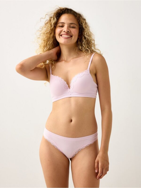 Ribbed seamless briefs with lace details - 3007053-6667