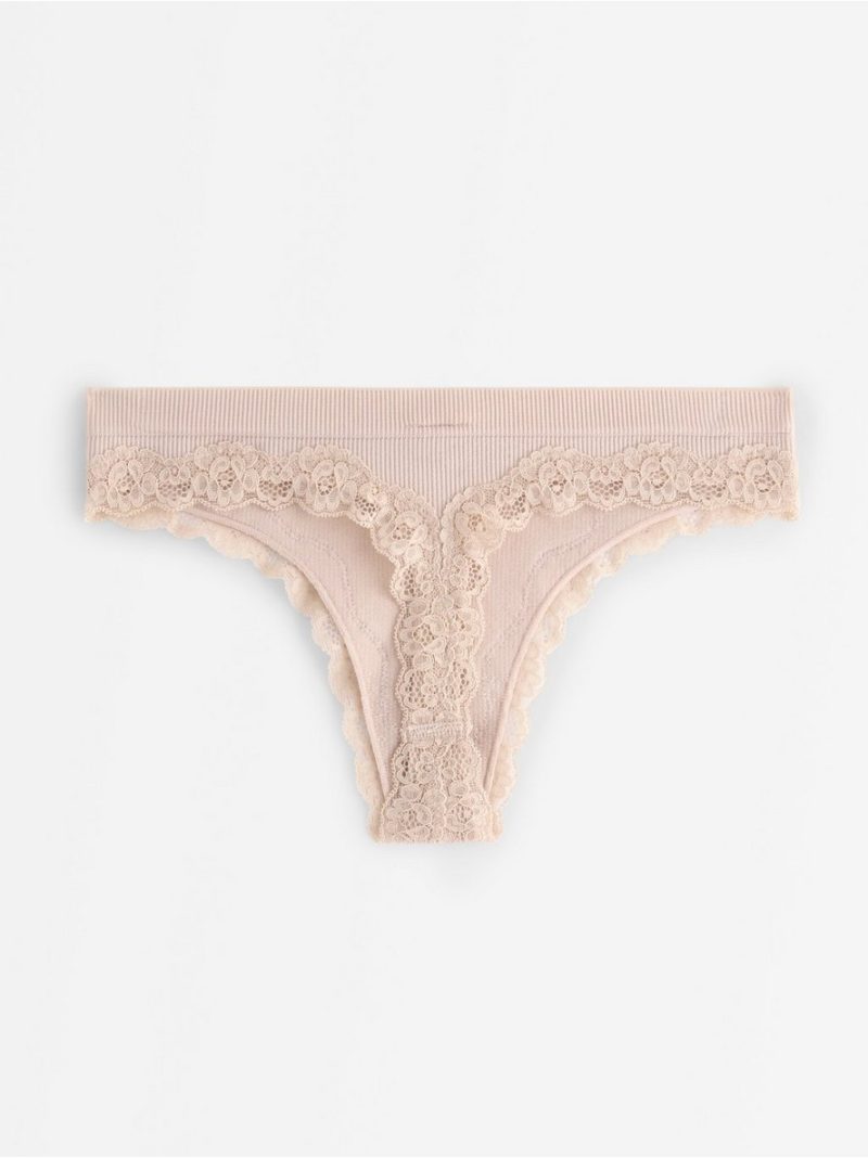 Gacice - Ribbed seamless briefs with lace details - 3007053-9419