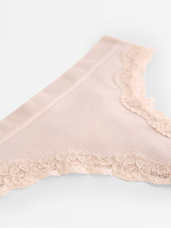Ribbed seamless briefs with lace details - 3007053-9419