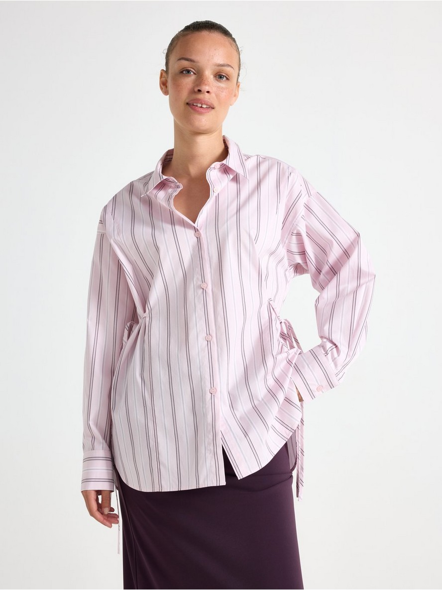 Shirt with self-tie band - 3007093-8413