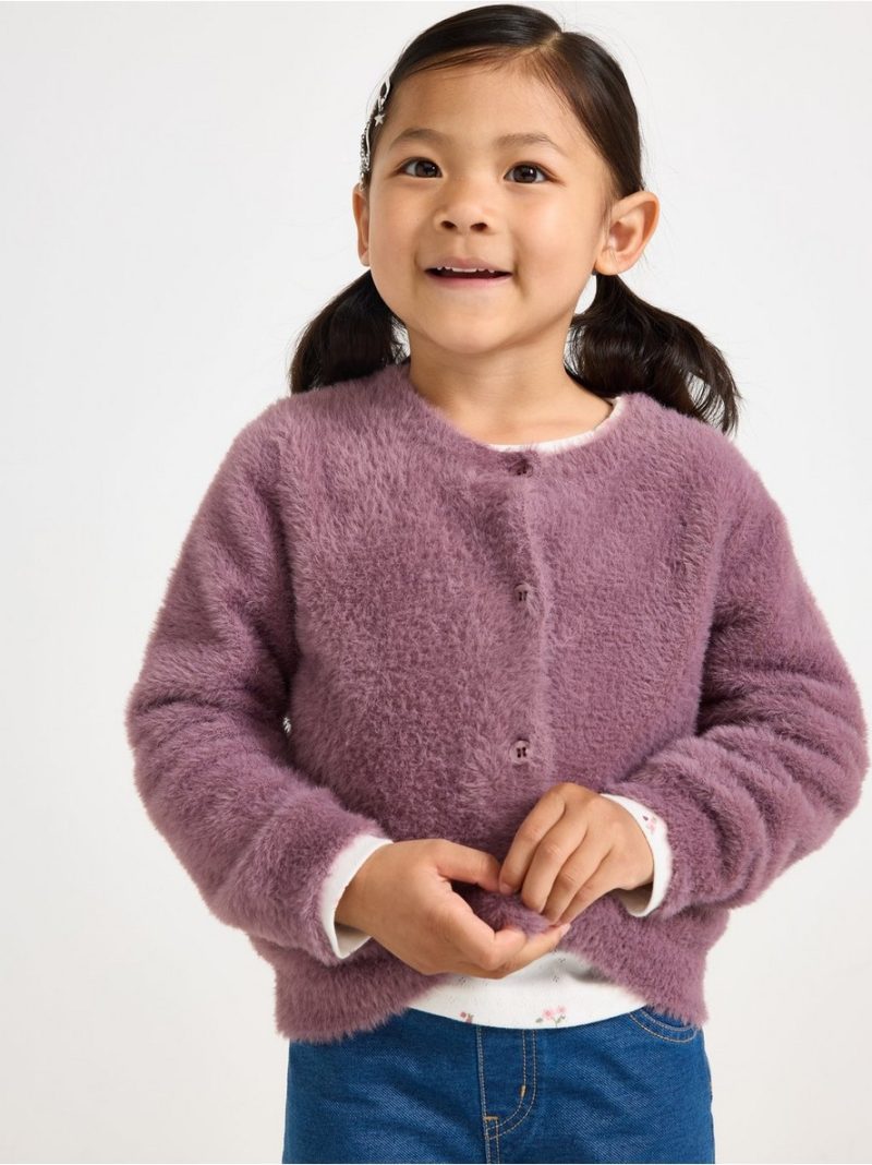 Cardigan in feather yarn - 3007369-9438