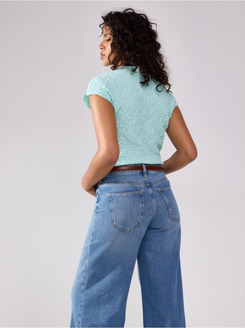 Short-sleeved top with structure - 3007671-7610