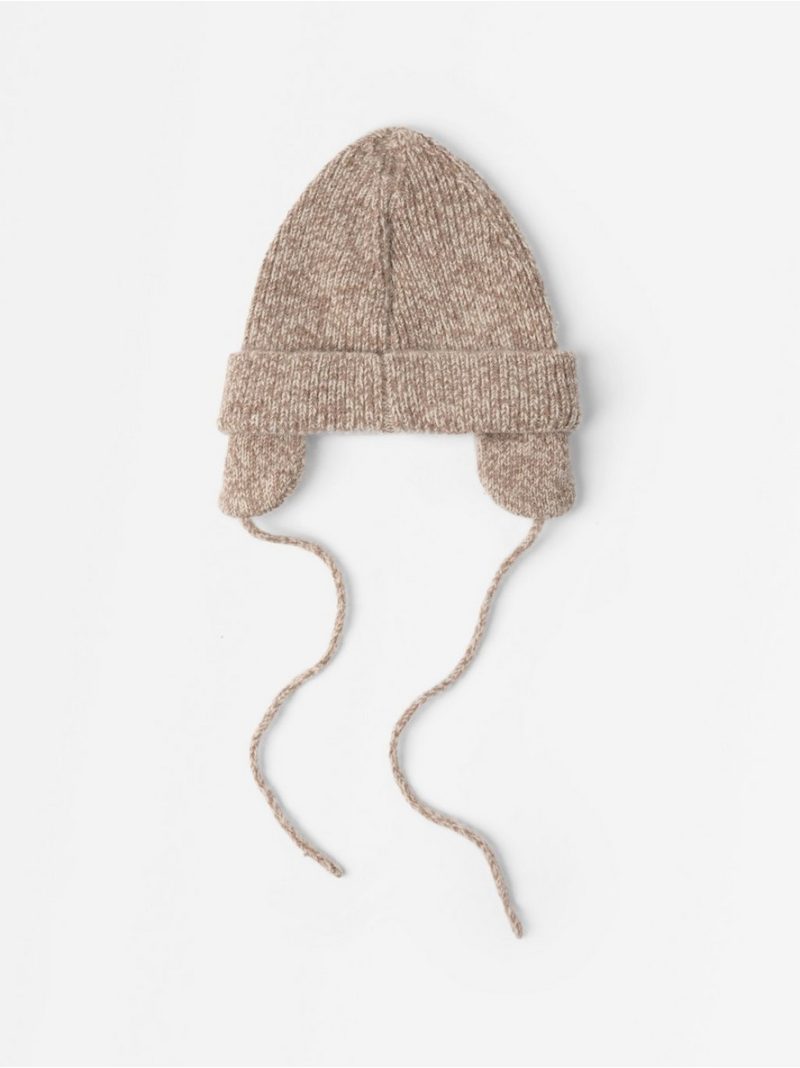 Kapa - Knitted beanie in wool blend  with tie band - 3007739-4939