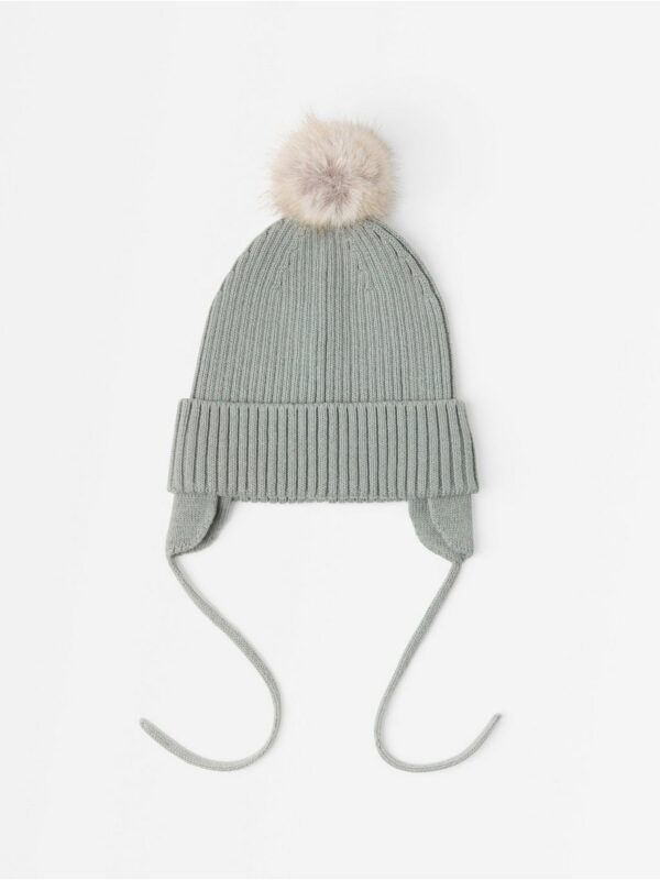 Knitted beanie with pom pom - 3007815-3478