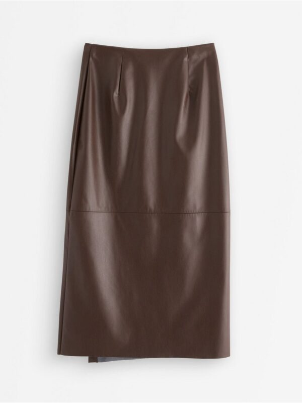 Midi wrap skirt in imitation leather - 3008172-6995