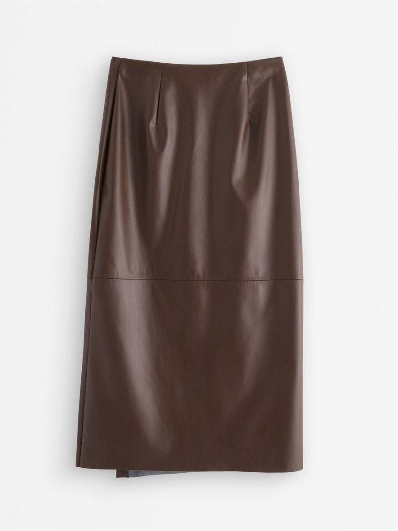 Suknja - Midi wrap skirt in imitation leather - 3008172-6995