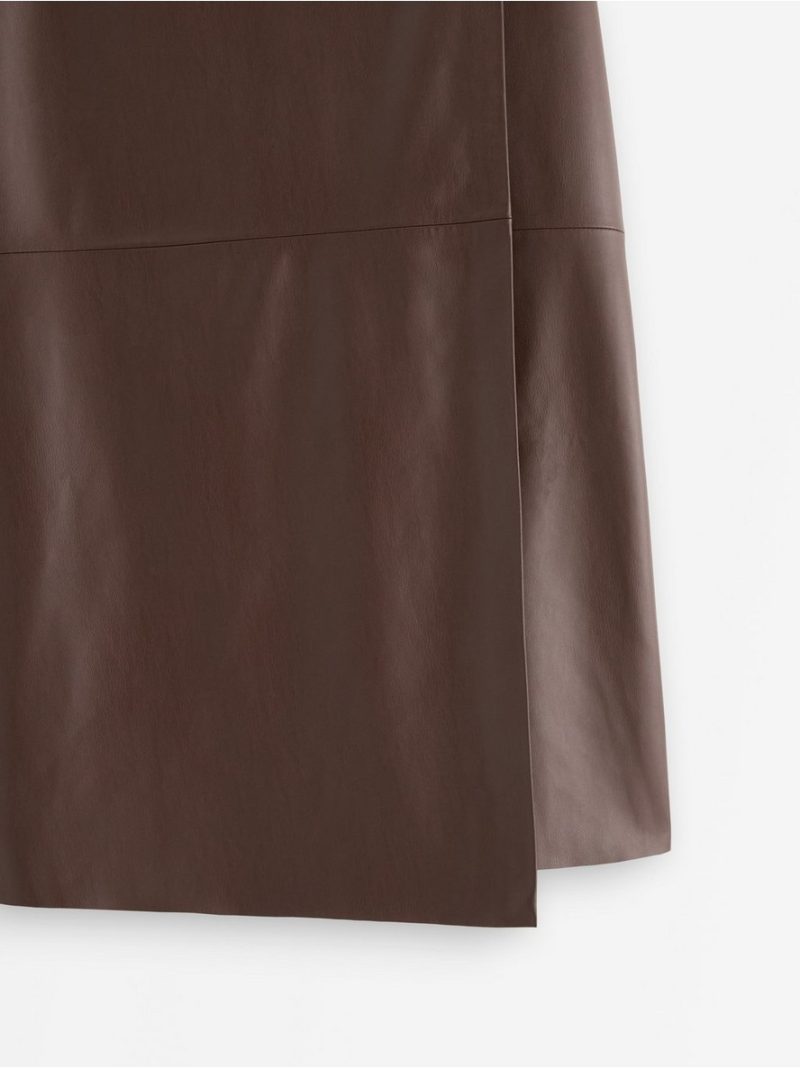 Suknja - Midi wrap skirt in imitation leather - 3008172-6995