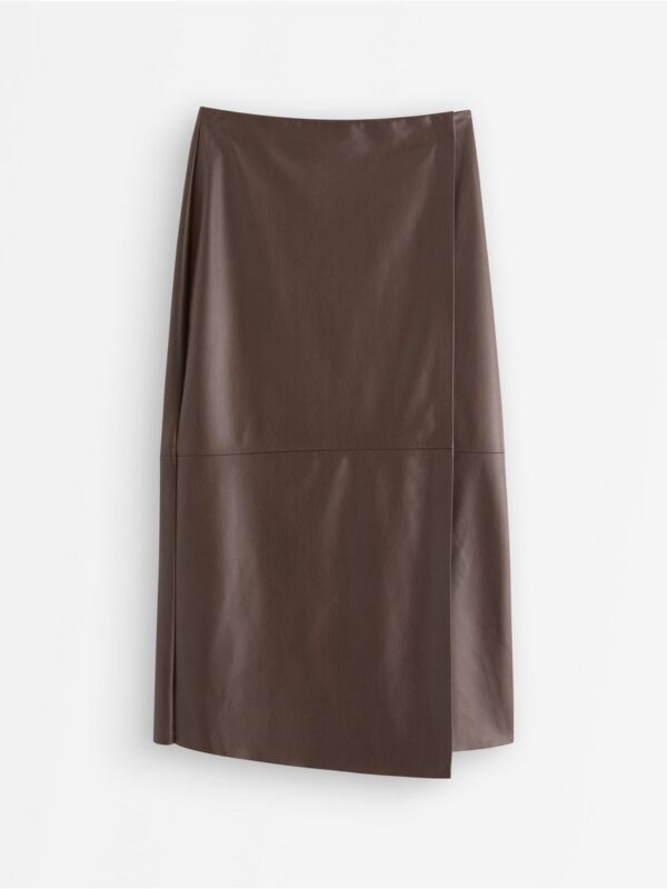 Midi wrap skirt in imitation leather - 3008172-6995