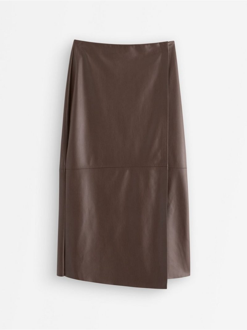 Suknja - Midi wrap skirt in imitation leather - 3008172-6995
