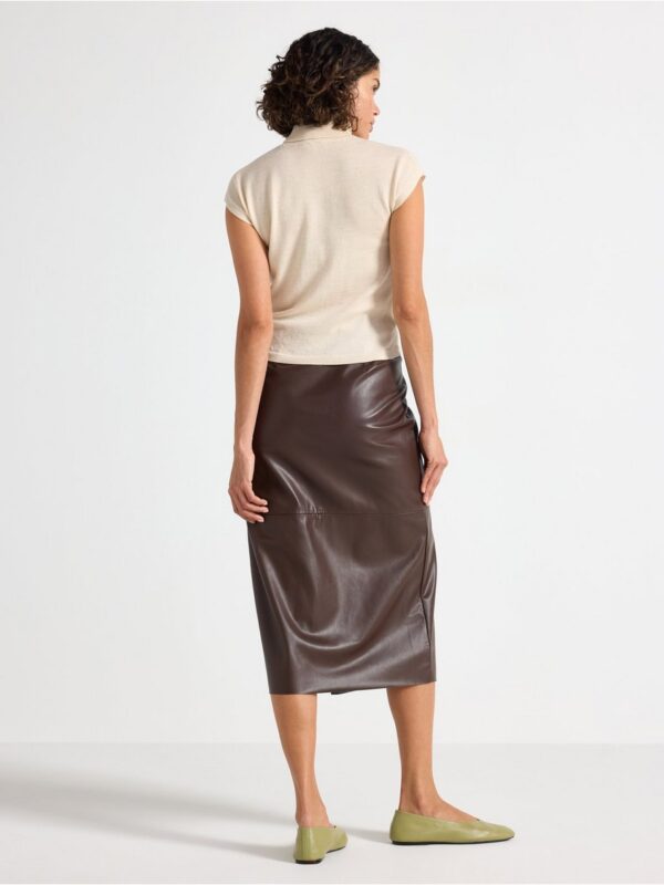 Midi wrap skirt in imitation leather - 3008172-6995