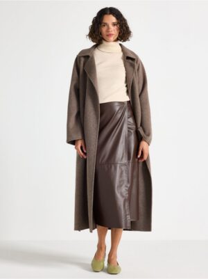 Midi wrap skirt in imitation leather - 3008172-6995