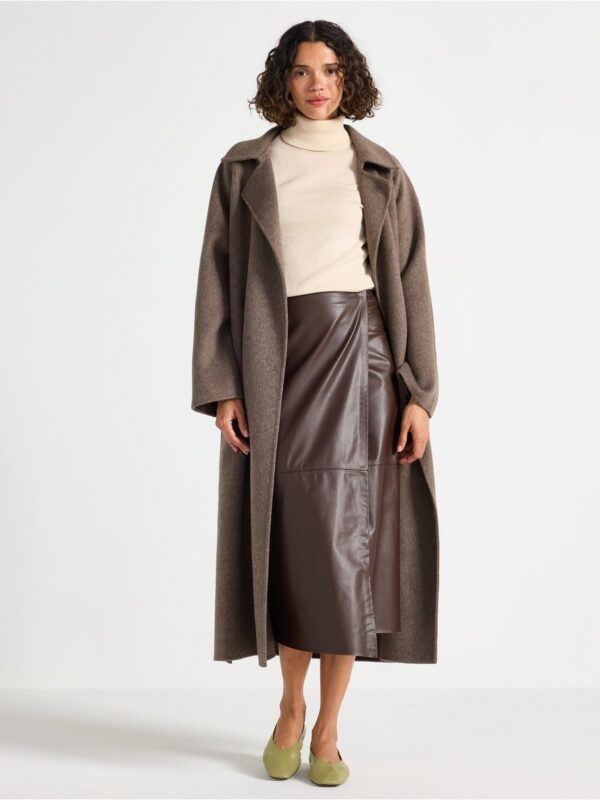 Midi wrap skirt in imitation leather - 3008172-6995
