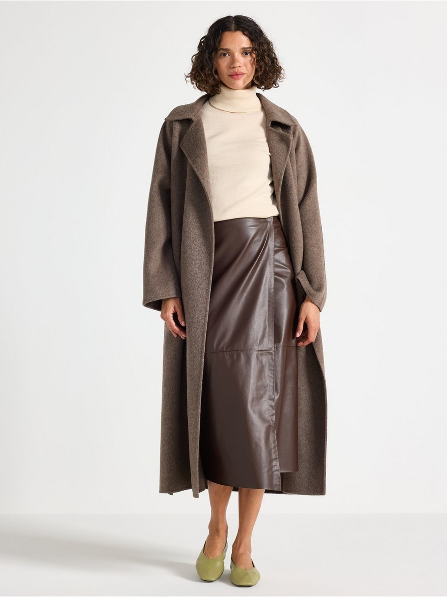 Suknja – Midi wrap skirt in imitation leather