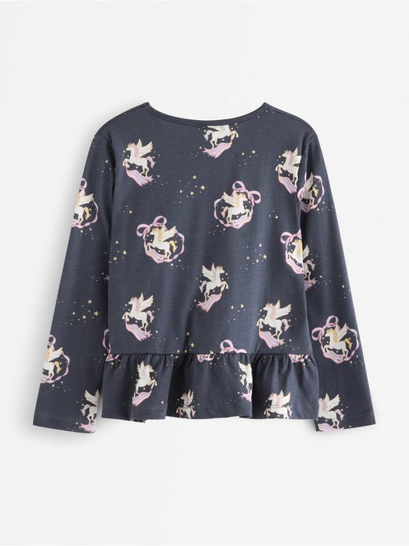 Long-sleeved top with flounce edge - 3008194-2498