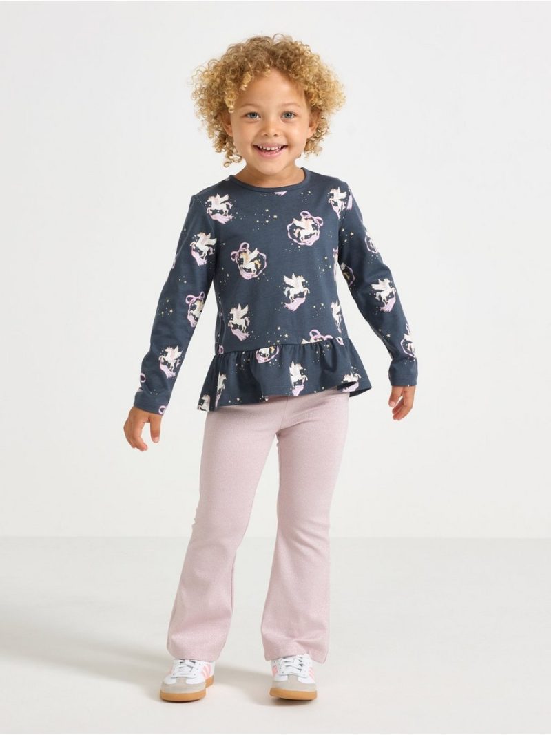Long-sleeved top with flounce edge - 3008194-2498