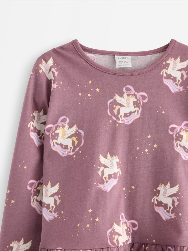 Long-sleeved top with flounce edge - 3008194-9438