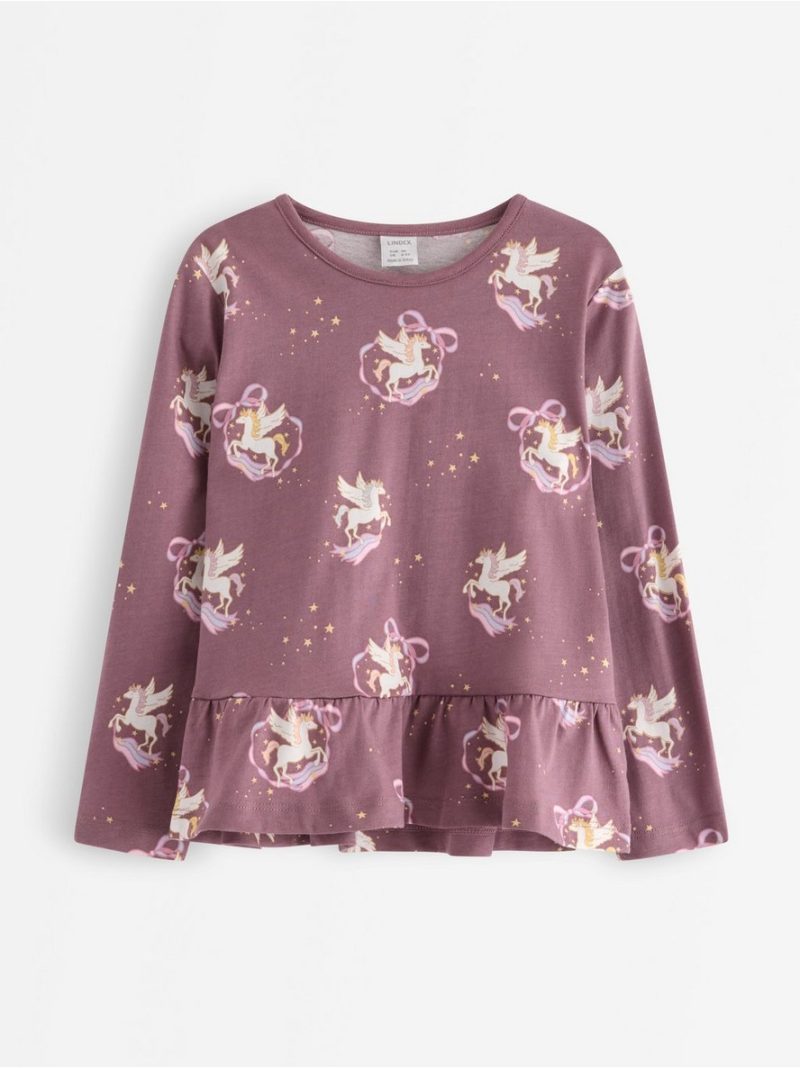 Long-sleeved top with flounce edge - 3008194-9438