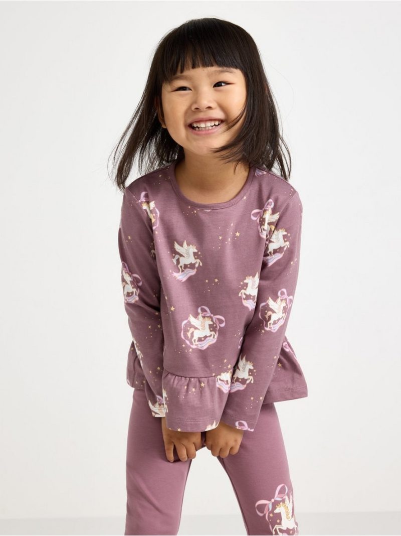 Long-sleeved top with flounce edge - 3008194-9438