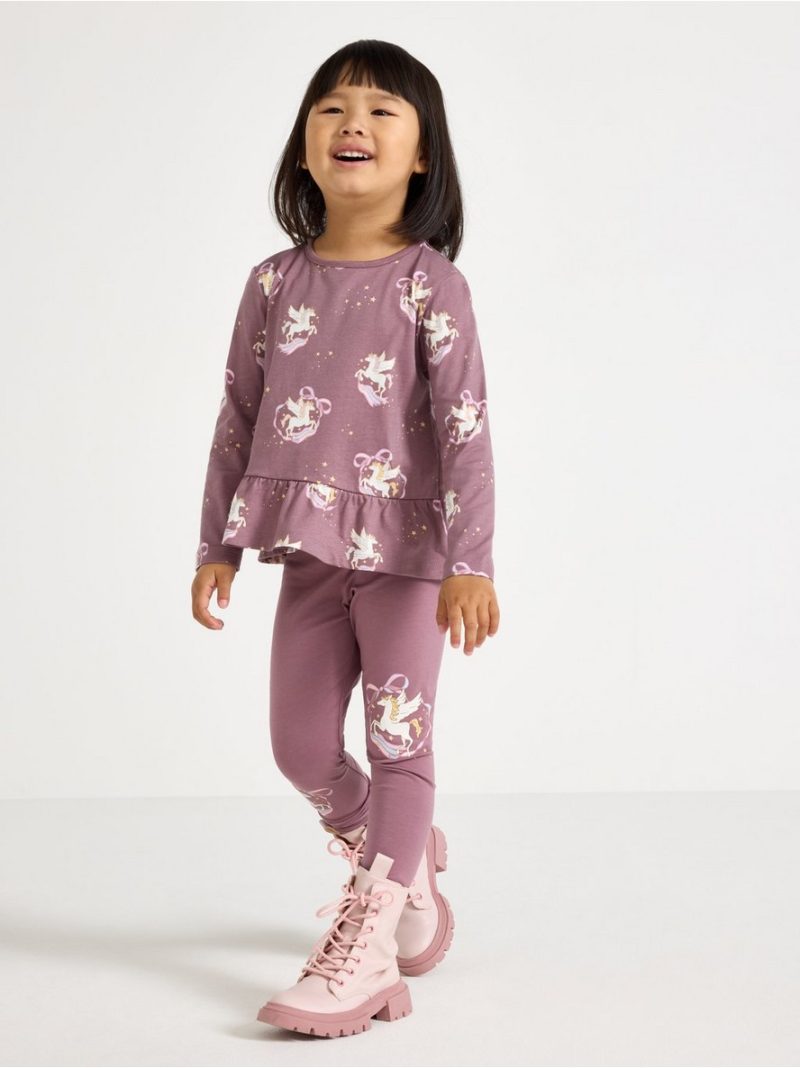 Long-sleeved top with flounce edge - 3008194-9438