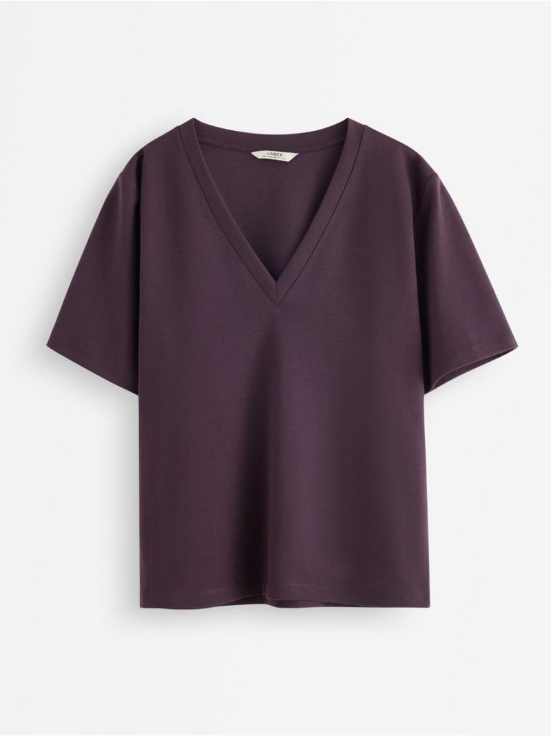 Majica - T-shirt with v-neck - 3008200-6940