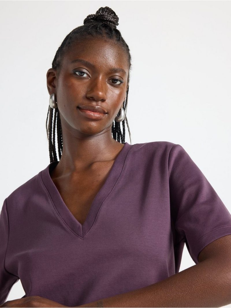 Majica - T-shirt with v-neck - 3008200-6940