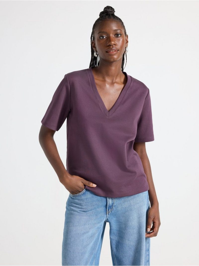 - Majica - T-shirt with v-neck Majica - T-shirt with v-neck - 3008200-6940