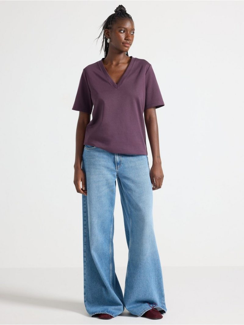 Majica - T-shirt with v-neck - 3008200-6940