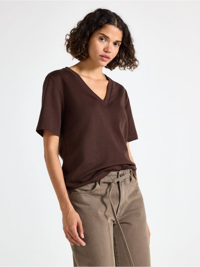 - Majica - T-shirt with v-neck Majica - T-shirt with v-neck - 3008200-6995