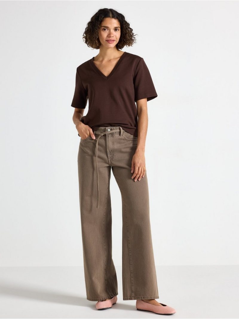 Majica - T-shirt with v-neck - 3008200-6995