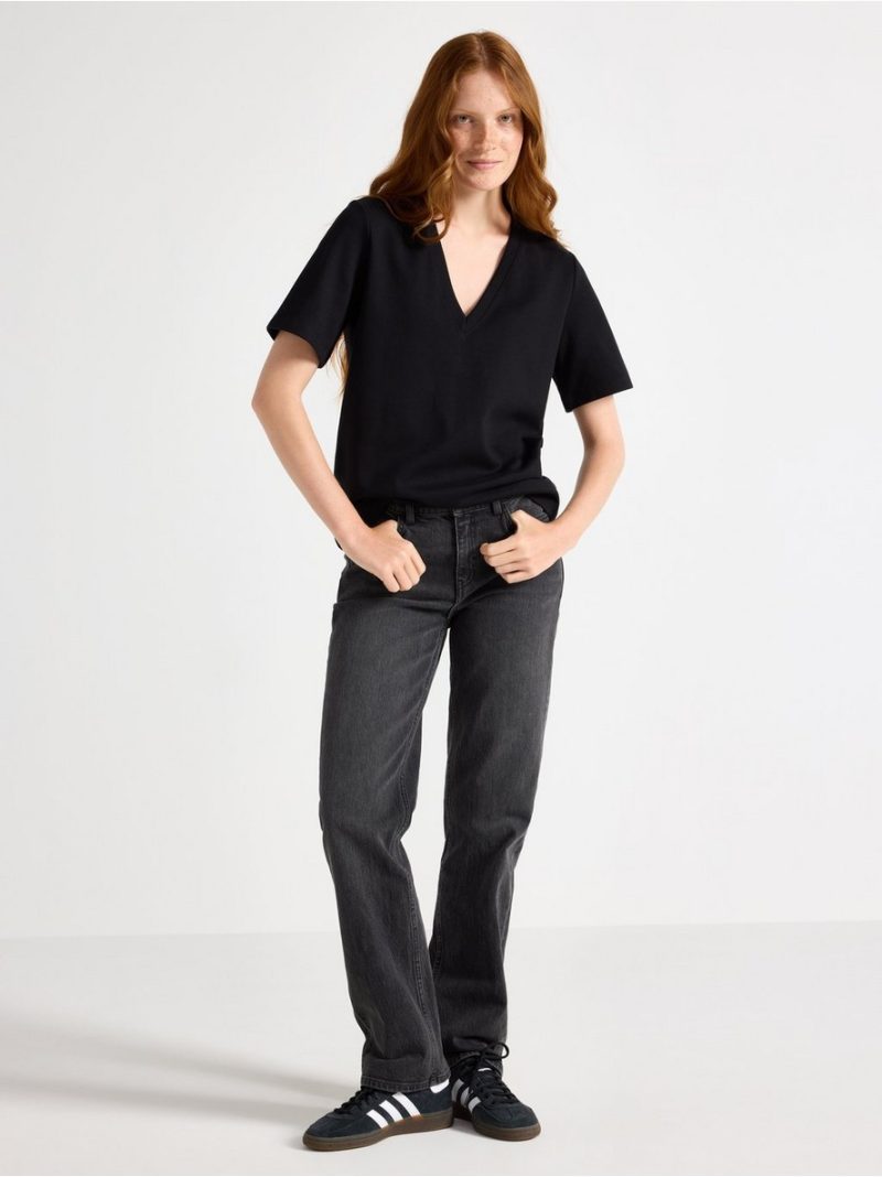 Majica - T-shirt with v-neck - 3008200-80