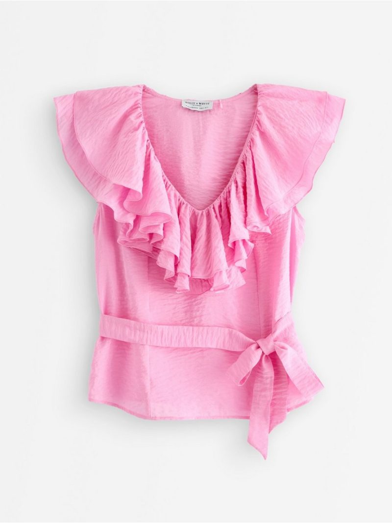 Sleeveless blouse with flounces - 3008288-8628