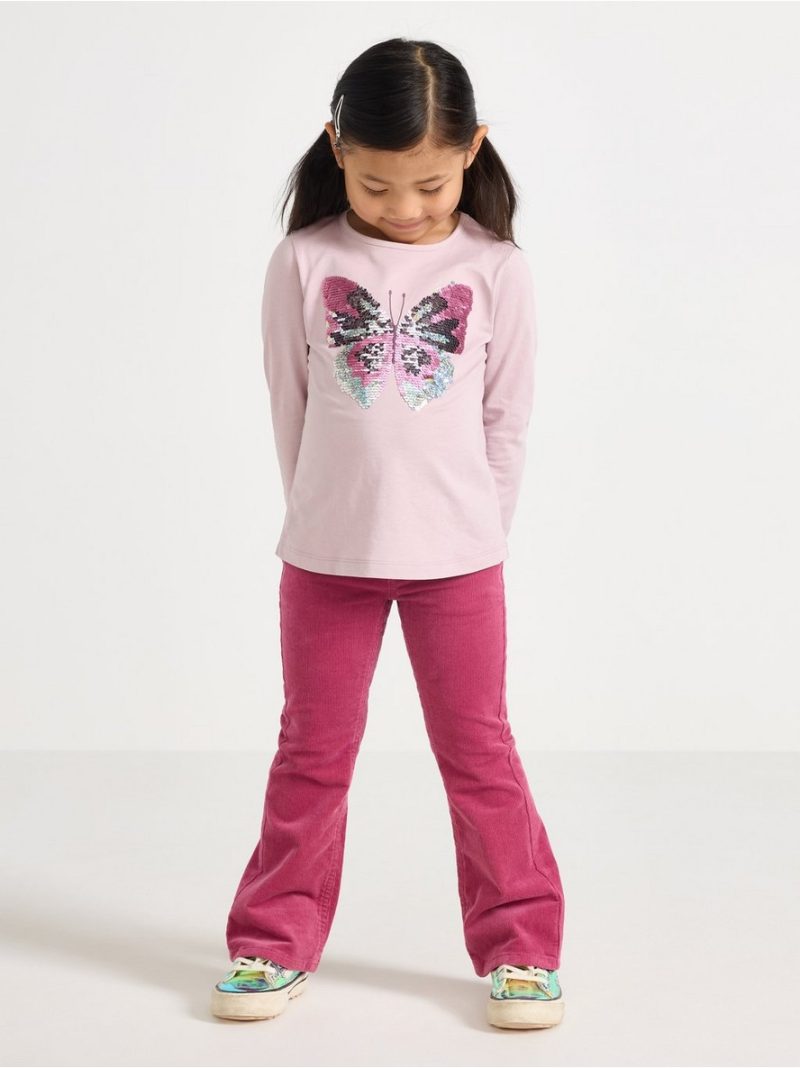 Long-sleeved top with reversible sequins motif - 3008983-7736