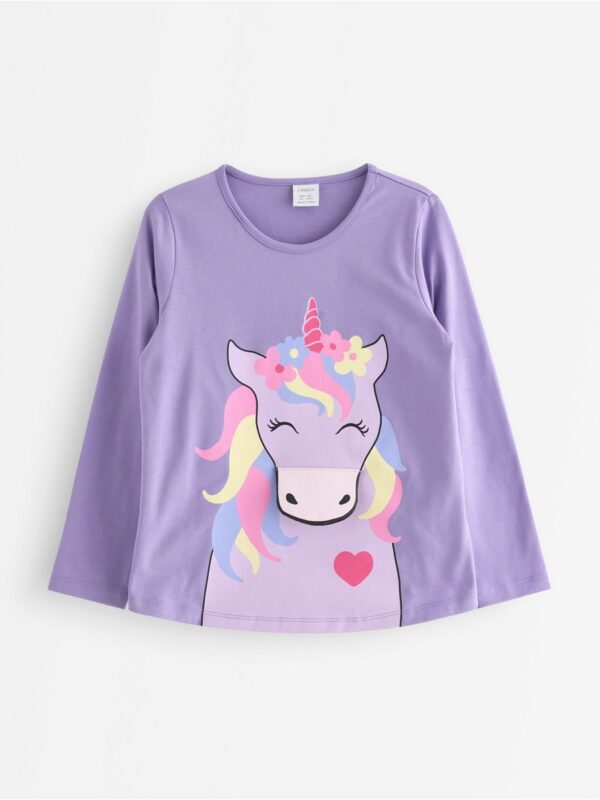 Long-sleeved top with unicorn - 3009050-6927